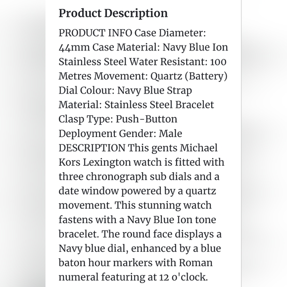 Michael Kors Men's Oversized Runway Watch, Navy Blue, NWT, MK8480 - Picture 9 of 9